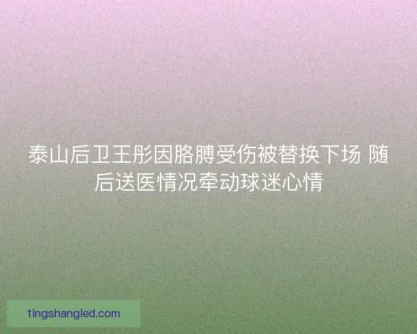 泰山后卫王彤因胳膊受伤被替换下场 随后送医情况牵动球迷心情