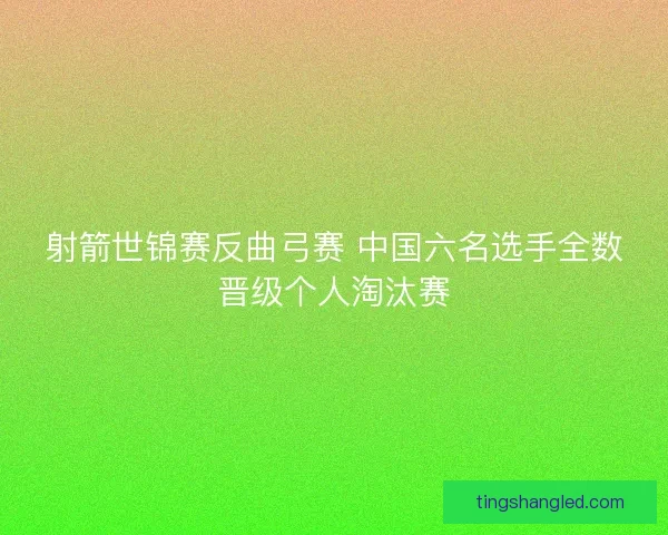 射箭世锦赛反曲弓赛 中国六名选手全数晋级个人淘汰赛